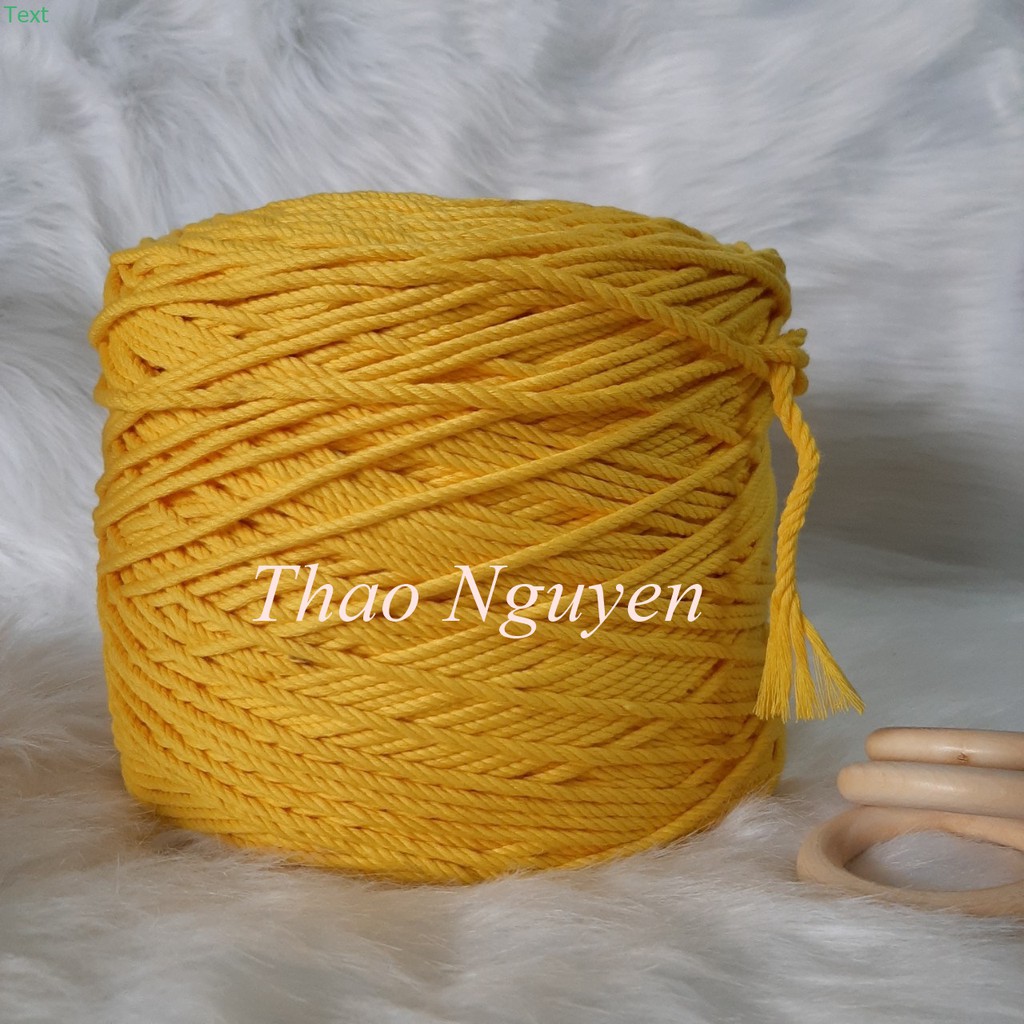 ( ẢNH THẬT) Dây thừng se macrame, dây cotton. Màu VÀNG HOA CÚC- 3mm