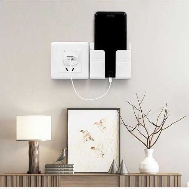 Kệ dán tường thông minh đa chức năng - Giá đỡ sạc điện thoại - để đồ dùng, remote hot trend 2022 - Selena _officialstore
