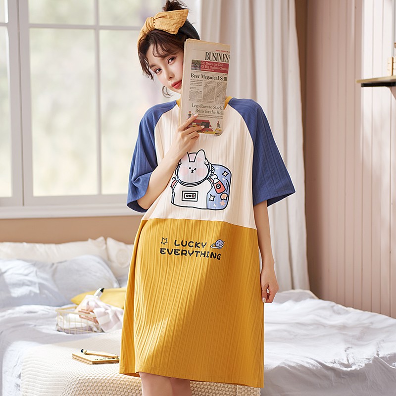 [Ready Stock]Little Bear Sleepwear Women Short Sleeve Night Dress Cute Cotton Pyjamas | BigBuy360 - bigbuy360.vn