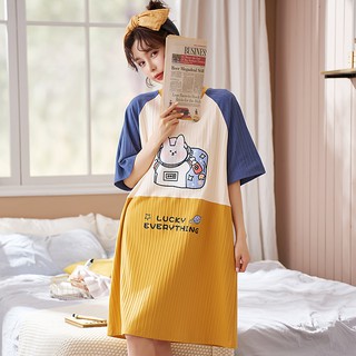Little Bear Sleepwear Women Short Sleeve Night Dress Cute Cotton Pyjamas