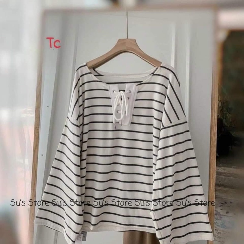 Áo nỉ Sweater kẻ tay rộng mẫu mới về form 60kg