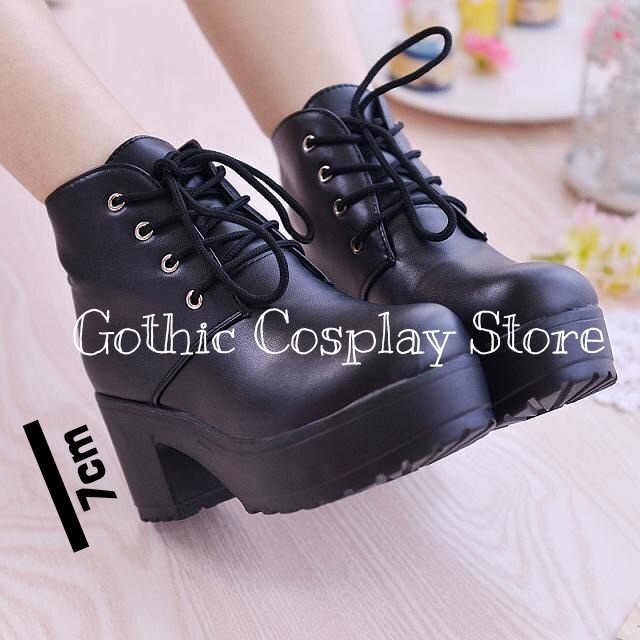 [CÓ SẴN] Giày Boot cổ cao Cosplay đế 7cm có sẵn ( trắng, đen ) NÊN ĐẶT LỚN HƠN 1 SIZE