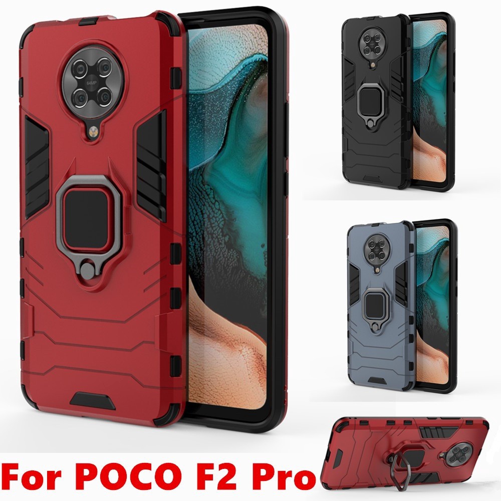 Ốp điện thoại chống sốc cho Xiomi Xiaomi Poco Phone PocoPhone Poco F2 Pro F2Pro phone case anti crack antishock hard case for pocof2pro shockproof armor ring holder TPU PC casing armor anti shock cases back cover with stand