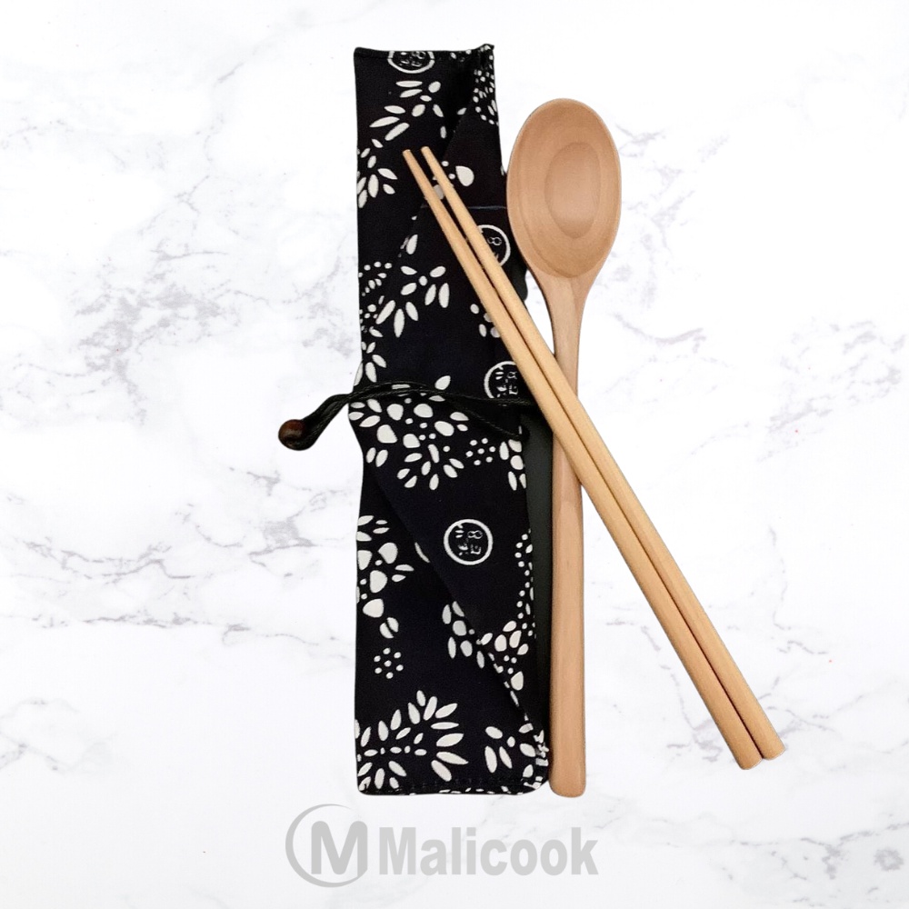 Set thìa đũa gỗ văn phòng  MALICOOK