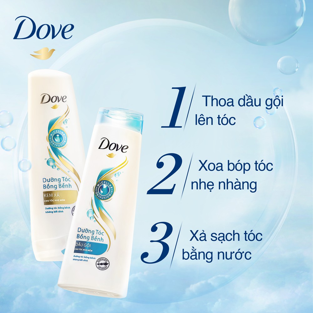 Bộ sản phẩm Dove Dưỡng Tóc Bồng Bềnh dầu gội 640g + kem xả 320g