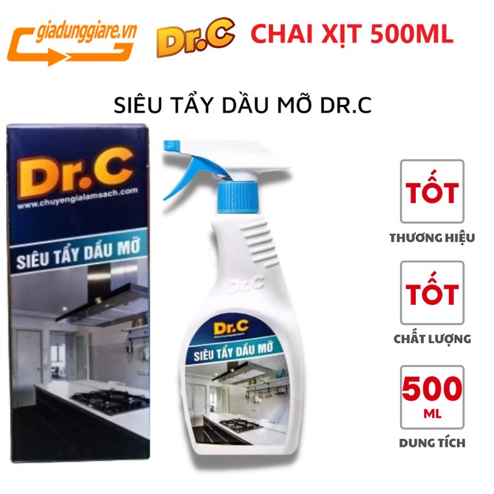 ( CHÍNH HÃNG Dr.C ) Xịt tẩy vết bẩn 500ml làm sạch xoong nồi bếp ga bồn rửa thiết bị bếp dễ dàng an toàn -giadungiare.vn