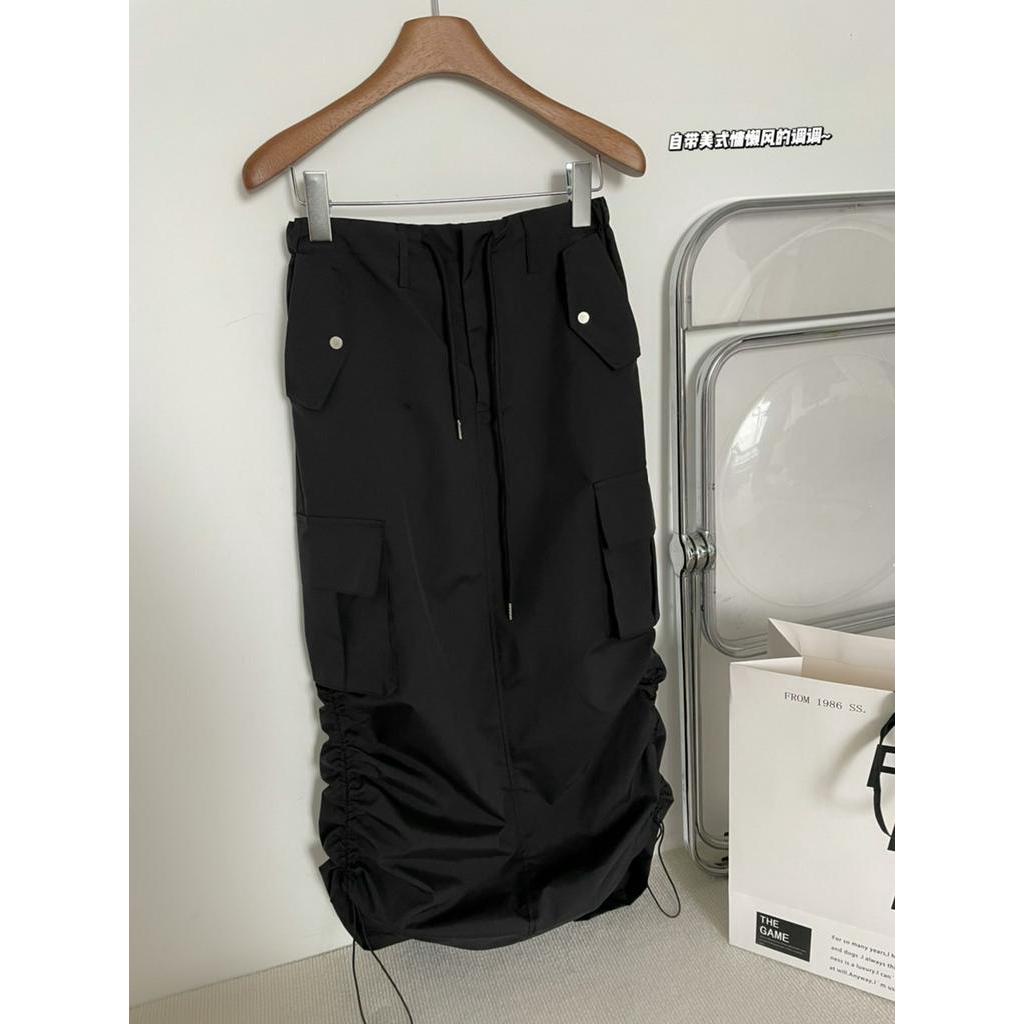 Chân Váy Dây Rút Thể Thao Dài Bên Hông Phong Cách Mỹ 63698