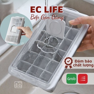 Khay Đá Bằng Silicon, Khay Làm Rau Câu Hình Vuông Có Nắp Đậy Có Lỗ Rót Thông Minh 18 Viên Cao Cấp 0701