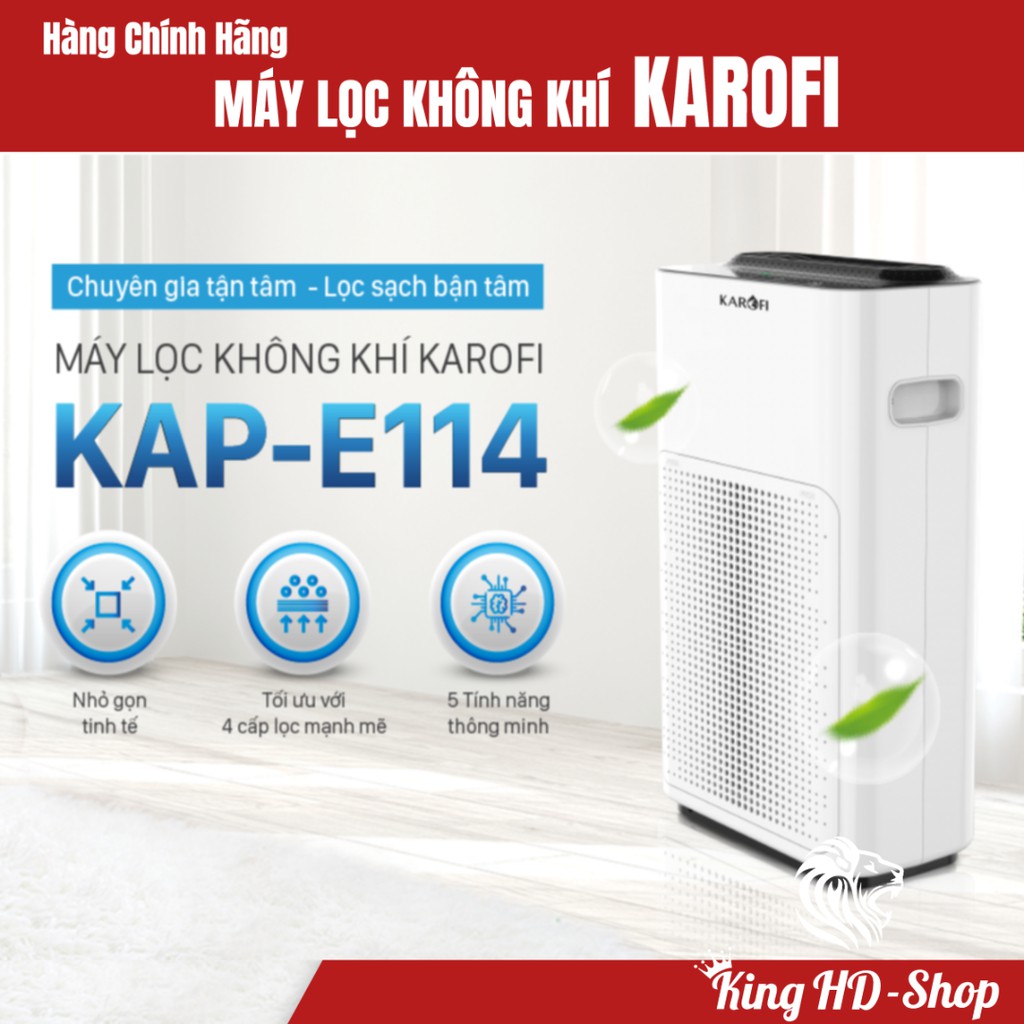 Máy lọc không khí Karofi KAP-E114, Công nghệ thông minh với 4 lớp lọc loại bỏ 98,63% bụi bẩn