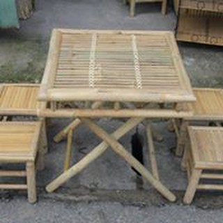 Bàn ghế tre dùng cho quán ăn bộ 1 bàn +4 ghế bộ bàn ghế đôn tre uống trà trang trí tết làmdecore