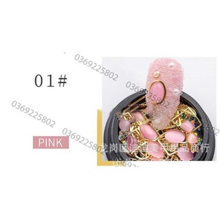 Hũ charm đá mắt mèo trang trí móng