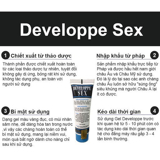 [CHÍNH HÃNG] GEL DEVELOPER SEX 50ML TĂNG KÍCH THƯỚC, HAM MUỐN KHOÁI CẢM CHO NAM.