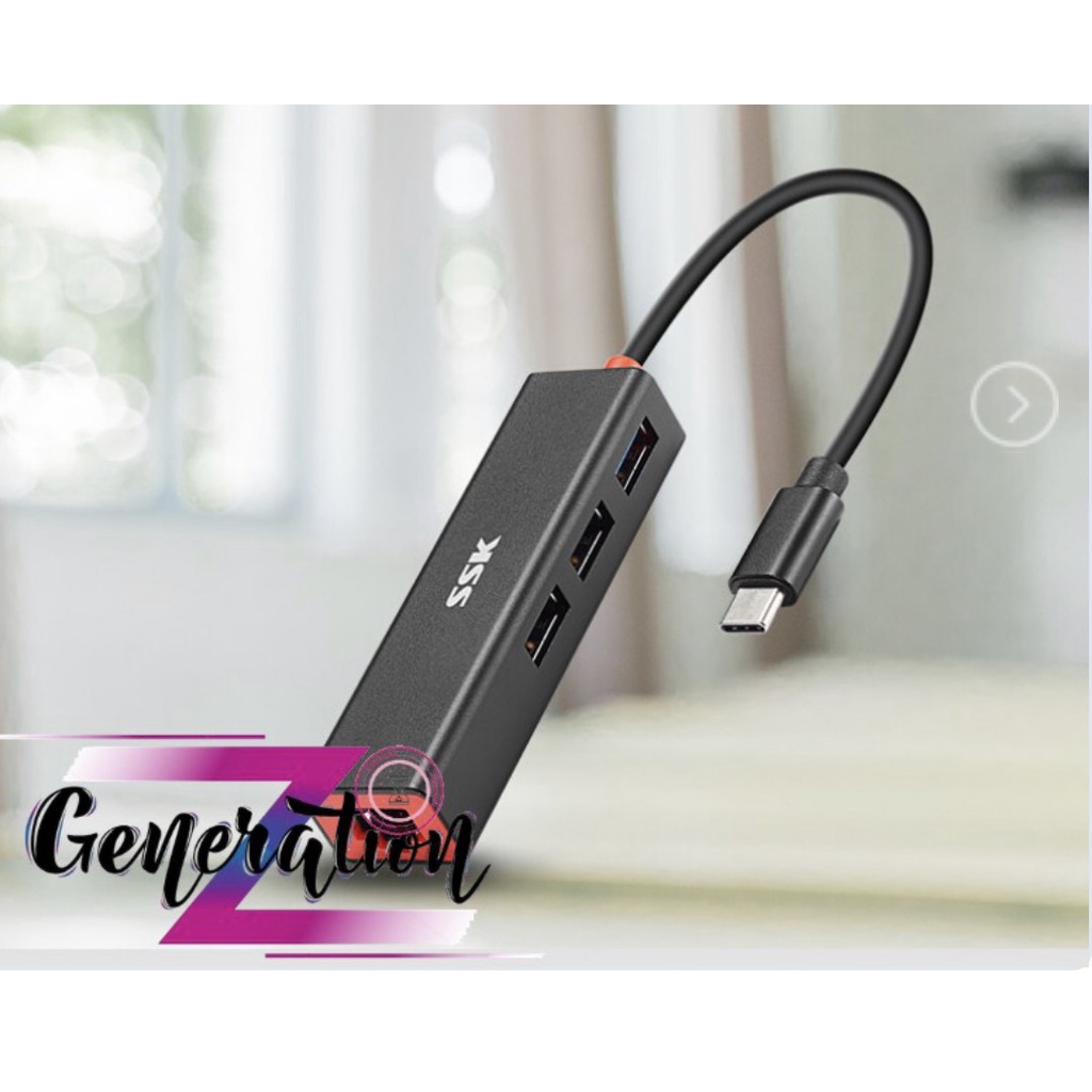 Cáp chuyển Type C USB (3.1) sang  LAN + Hub 3 port SSK SHU C535 (Lan 10-100)