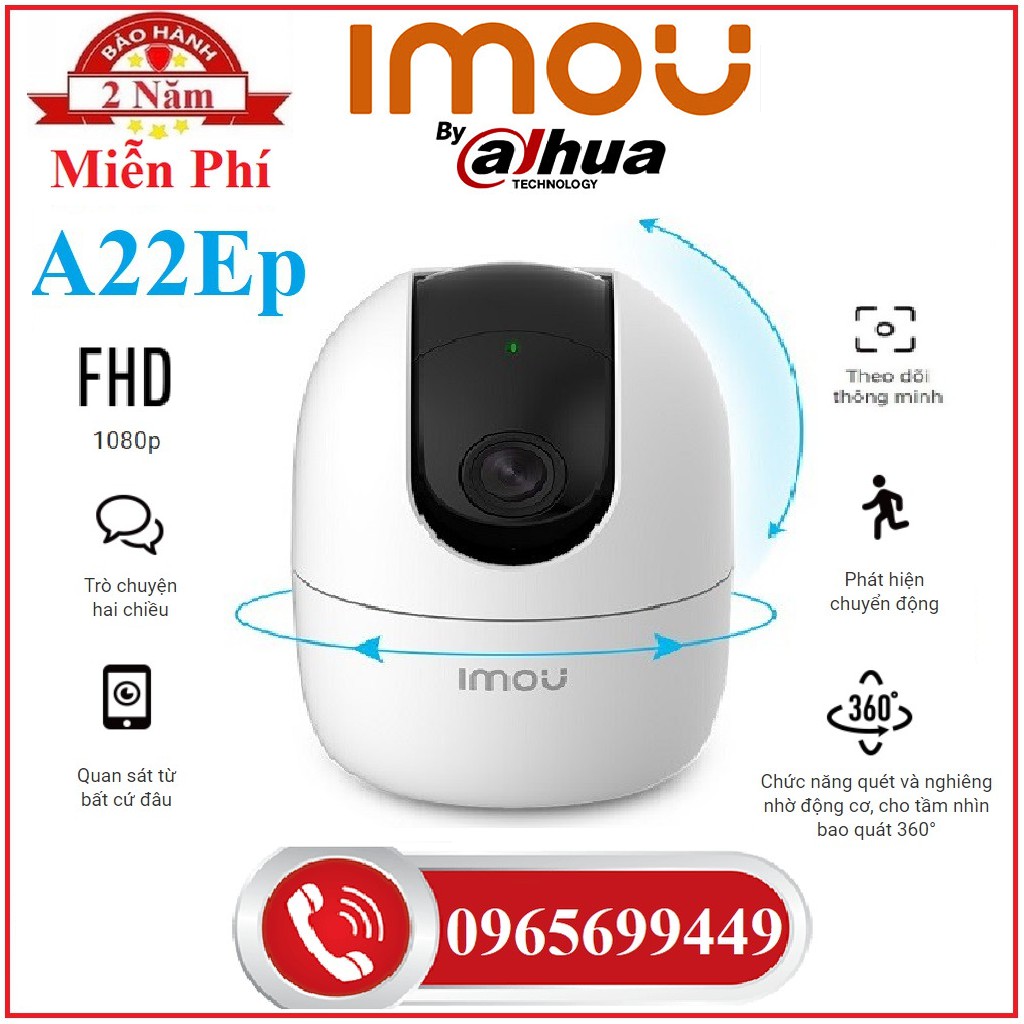 Camera Wifi Không Dây Imou A22EP Full HD 1080P Xoay 360 Độ Đàm Thoại Hai Chiều - Hàng Chính Hãng