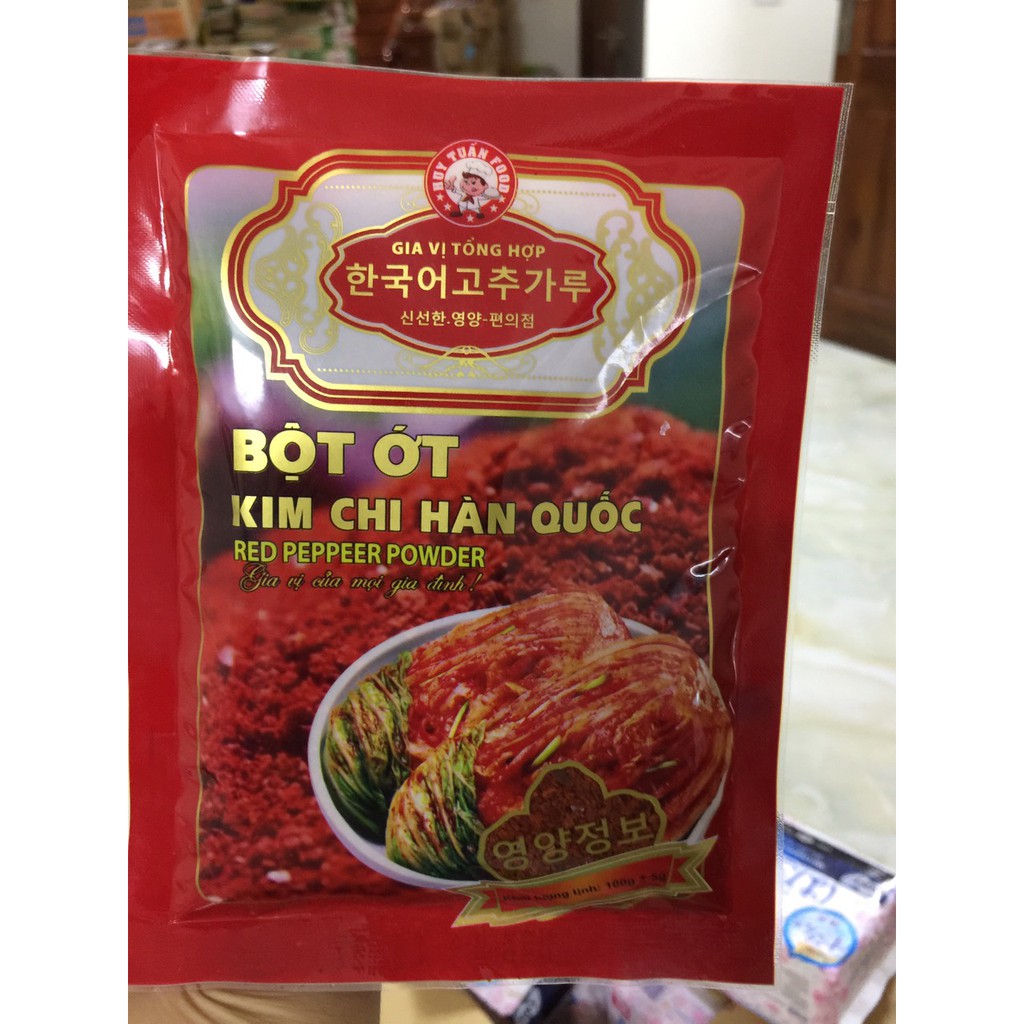 GÓI BỘT ỚT KIM CHI HÀN QUỐC HUY TUẤN FOOD 100G