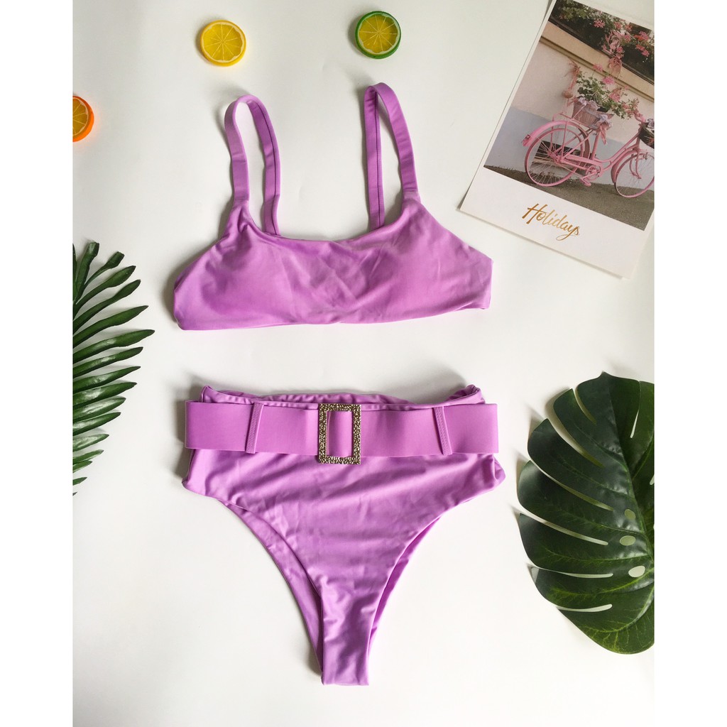 Bikini tím phối belt cực chất ( kèm hình thật)