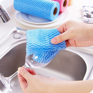 Khăn vải không dệt dùng 1 lần cho nhà bếp cuộn 50 tờ -có dòng kẻ