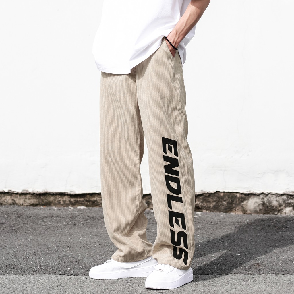 Quần Dài Ống Rộng EndLess Vải Nhung Form Ống Suông Unisex Chất Liệu Ticke Màu Tan