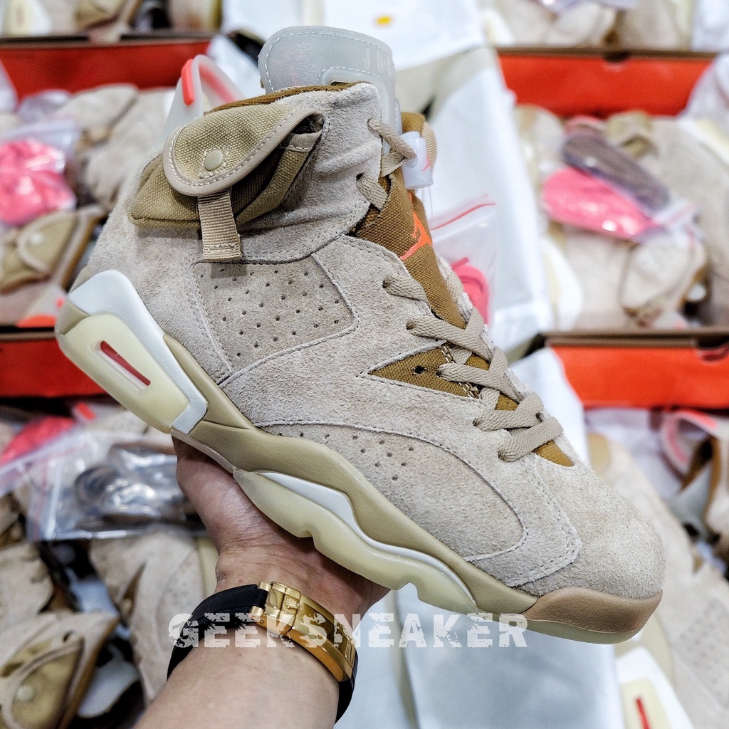 [GeekSneaker] Giày Sneaker Travis Scott x Air Jordan 6 Retro ‘British Khaki’ | BigBuy360 - bigbuy360.vn