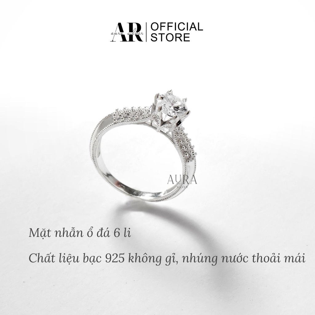 Nhẫn bạc nữ 925 nhẫn nữ bạc ổ đá cao sang chảnh-AURASILVER-N31