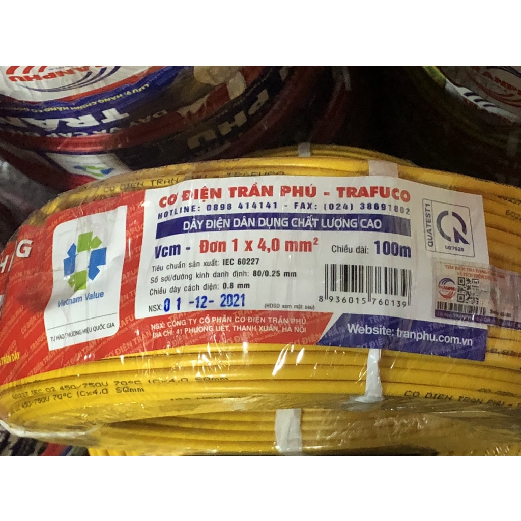 Dây điện Trần Phú - dây đơn 1x4, 1x6  - Minh Hùng