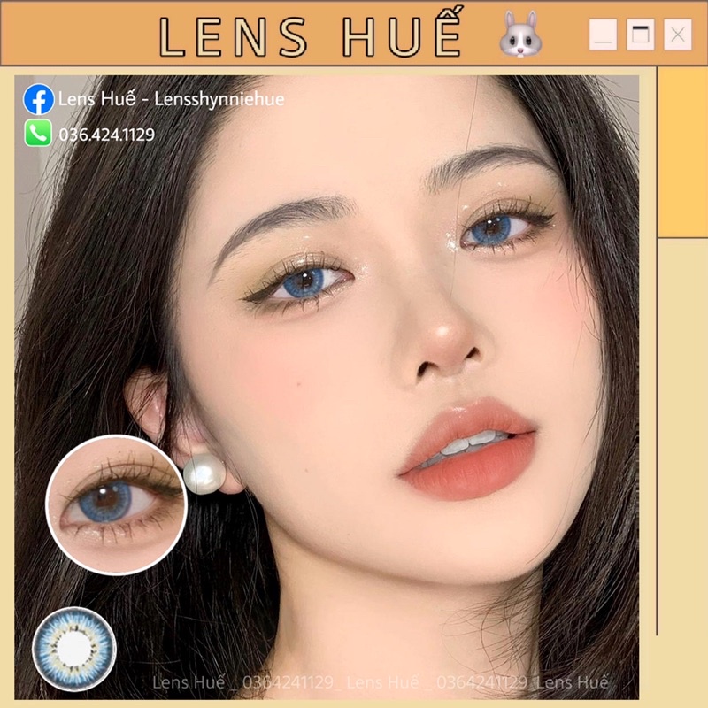 Lens BLUE - xanh biển tone hàn quốc 0 ĐỘ giãn vừa ( Shynnie Lens ) - mẫu mới màu xanh dương dễ mang giãn vừa ạ