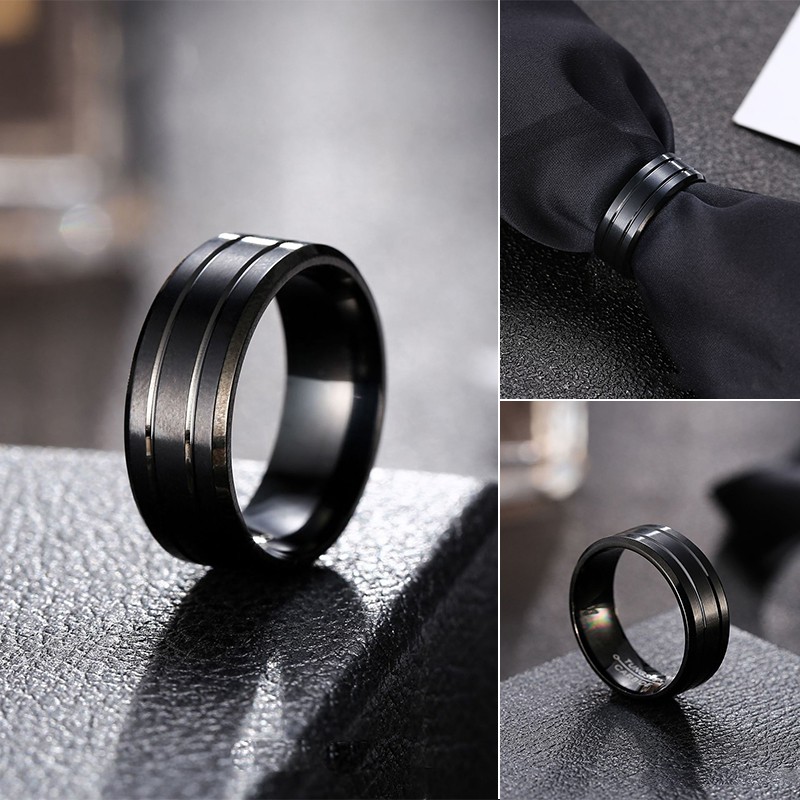 Nhẫn thép titan màu đen cho nam và nữ