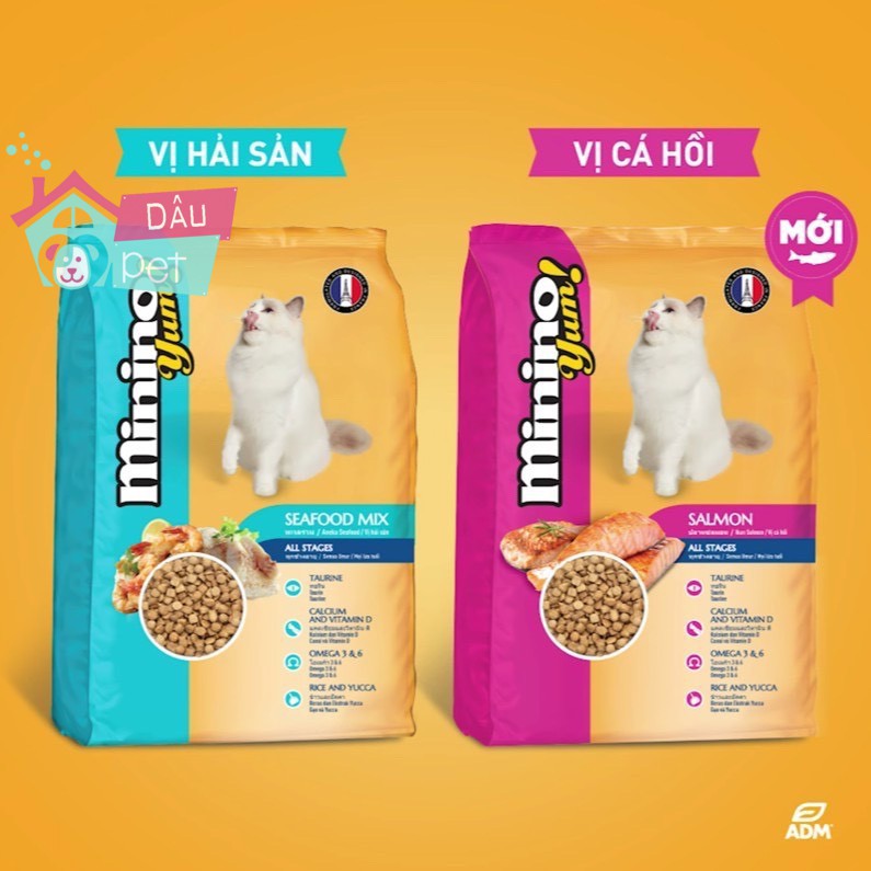 MININO  gói 13,kg và 1,5kg Thức ăn viên cao cấp cho mèo, dùng cho mèo mọi lứa tuổi