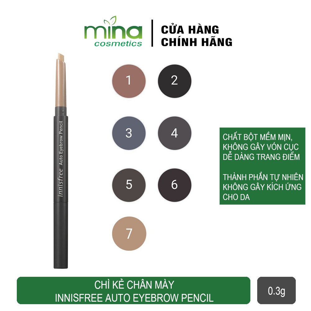 Chì kẻ chân mày innisfree Auto Eyebrow Pencil 0.3g