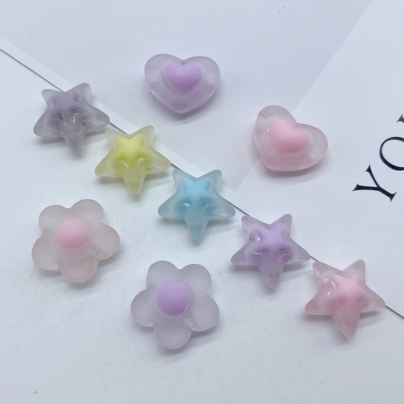 Bộ 15 hạt nhựa Acrylic trong suốt 17mm hình hoa làm trang sức thủ công