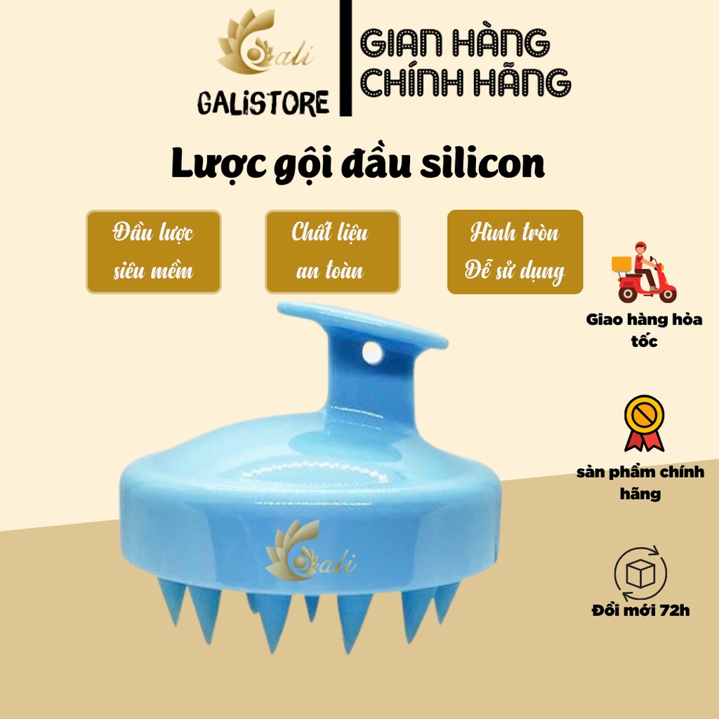 Bàn chải gội đầu có tay cầm nhỏ gọn, Lược masage da đầu kích thích mọc tóc, Lược gội đầu silicon mềm Galistore