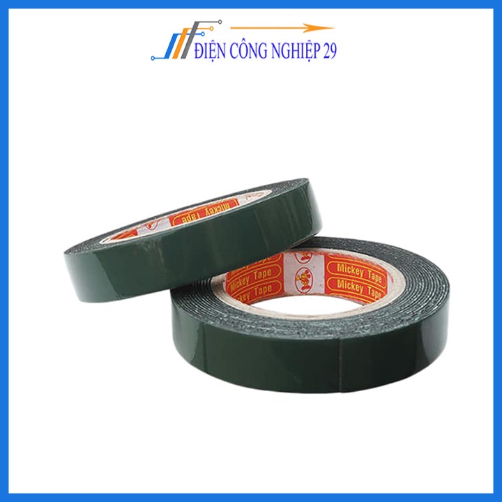 Băng dính 2 mặt 2cm màu xanh siêu dính