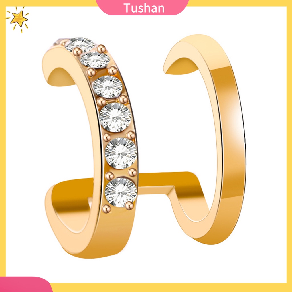 1 Khuyên Kẹp Vành Tai Chữ U Đính Đá Thời Trang