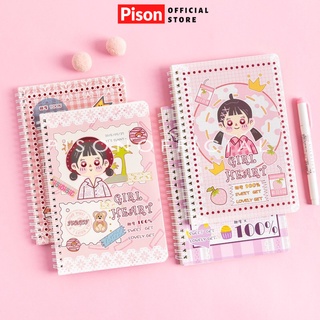 Set 04 sổ tay lò xo Lolita kẻ ngang Pison, sổ ghi chú dễ thương 20.7*14cm - SP0860 - 4 cuốn