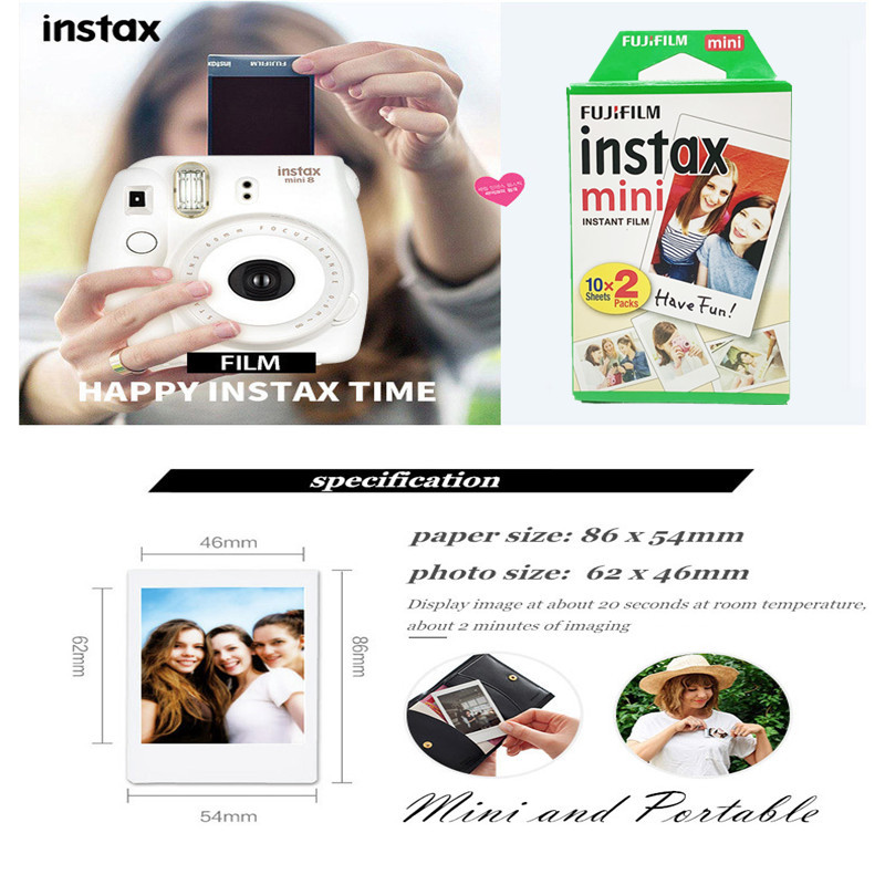 POLAROID Bộ 10-30 Tấm Phim Cho Máy Ảnh Fujifilm Instax Mini 9 8 Film Trắng Mini 7s 25 50s 90