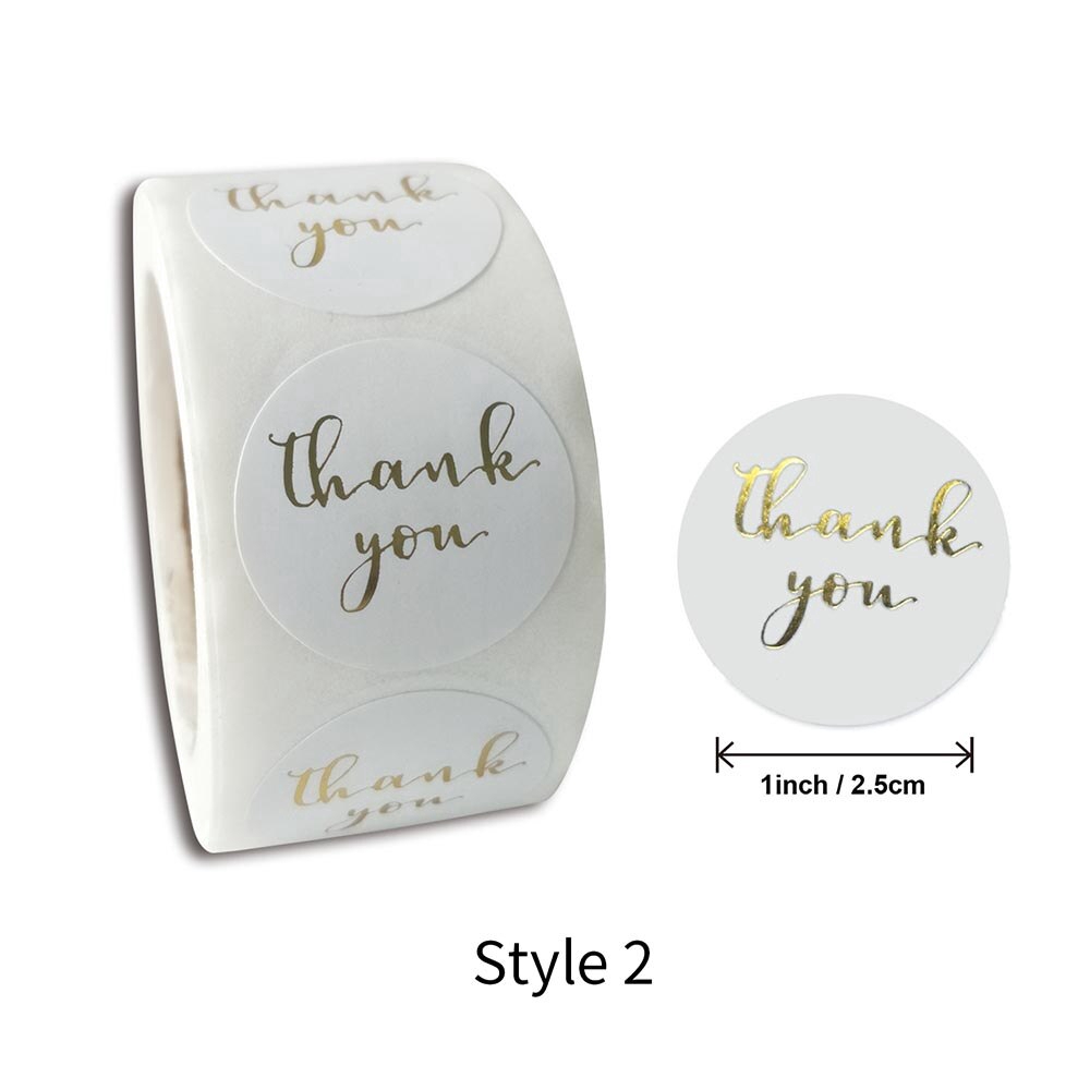 Cuộn 500 hình dán in chữ Thank You dùng cho trang trí dễ thương