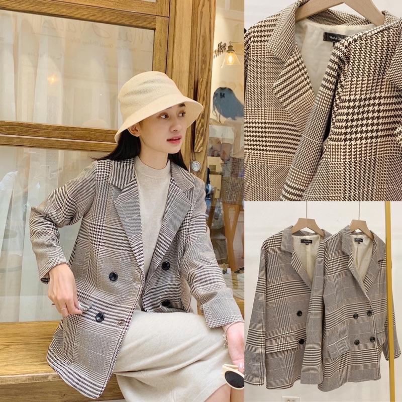 blazer hoạ tiết 2 lớp dày dặn