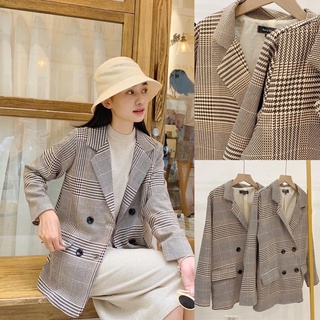 Blazer hoạ tiết 2 lớp dày dặn