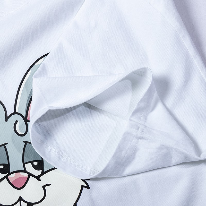 Drew House Justin Bieber The Smiley Tusky Rabbit In Loose Short-sleeved T-shirt couple