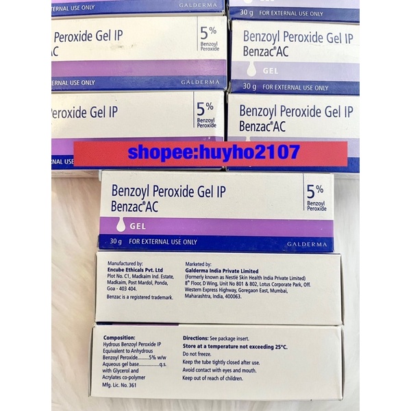 Kem Benzac AC Benzoyl Peroxide 2,5% - 5% Gel hỗ trợ giảm mụn, hết mụn viêm 30ml.