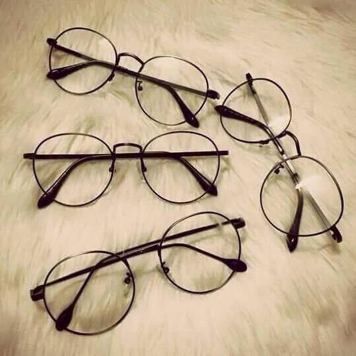 Mắt kính ngố tròn thời trang cao cấp kính teen kính có tròng kính ngố kính mắt mèo