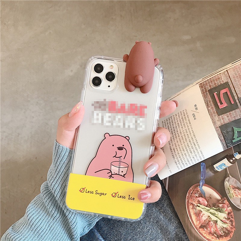 ốp lưng iphone viền trong kèm 3 chú gấu leo ngộ nghĩnh ốp iphone 12 promax 6 7 8 13 13pro 13promax plus max xsmax xr