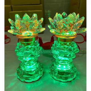 Đèn Thờ Sen Pha Lê Kiểu Dáng Trái Thông PL02 (1 cặp)