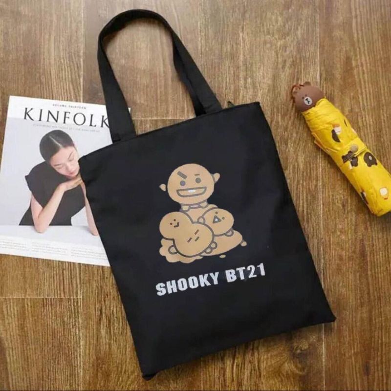 Túi Tote Vải Canvas In Hình Bt21 Bts Đáng Yêu