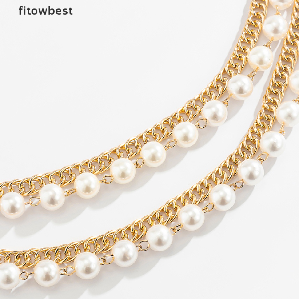 Thắt Lưng Dây Xích Tua Rua Nhiều Lớp Đính Hạt Ngọc Trai Cho Nữ