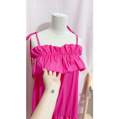 Đầm baby doll hồng cánh sen 2 dây