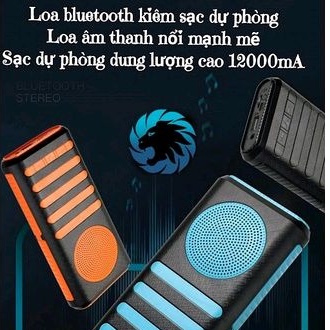 Loa Bluetooth Kiêm Pin Sạc Dự Phòng 10000 mAh Tích Hợp Đèn Pin Siêu Sáng Đa Năng 3 Trong 1