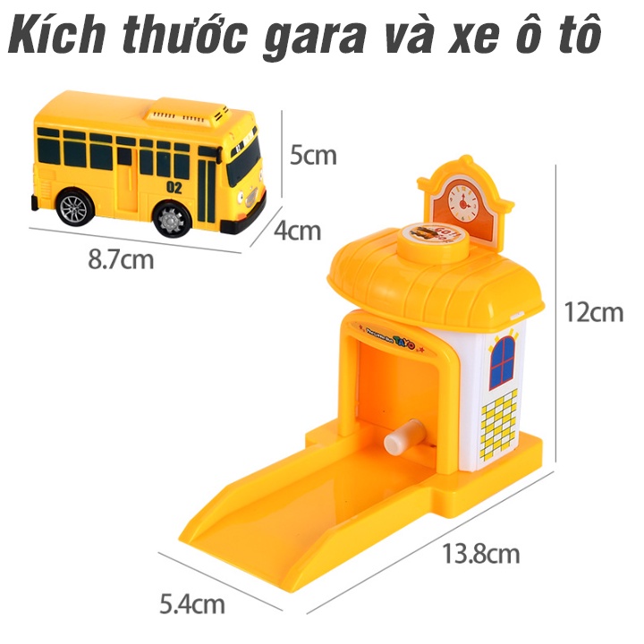 Bộ xe bus Tayo 4 chiếc và 4 nhà đẩy gồm 4 xe 4 màu khác nhau đồ chơi trẻ em