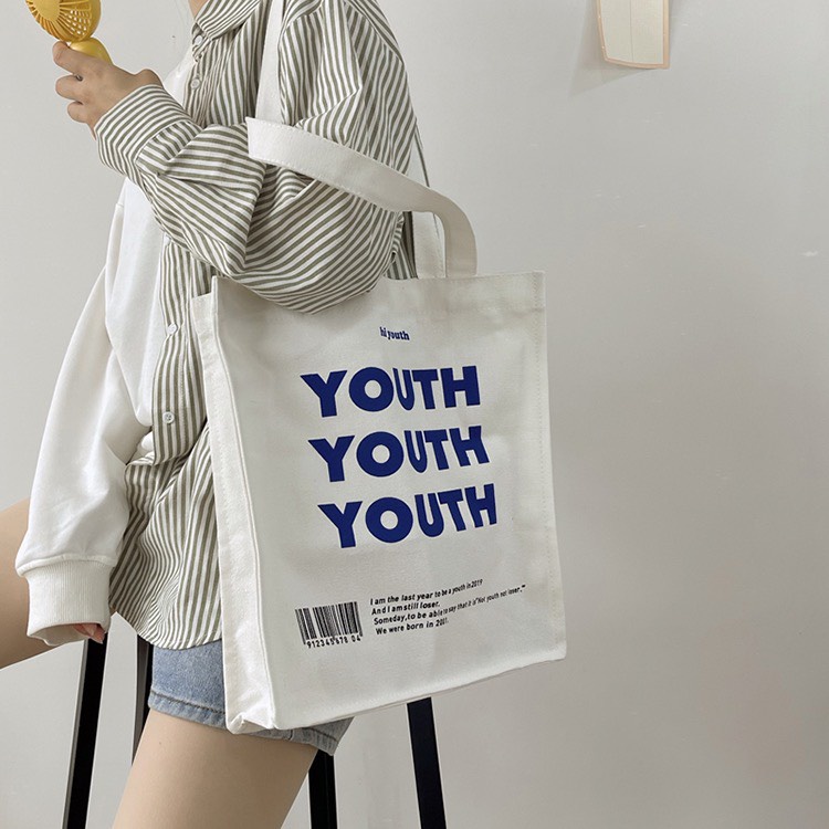 Túi Tote Túi Vải Canvas Hàng Quảng Châu Loại 1 In Chữ YOUTH [Ảnh Thật]