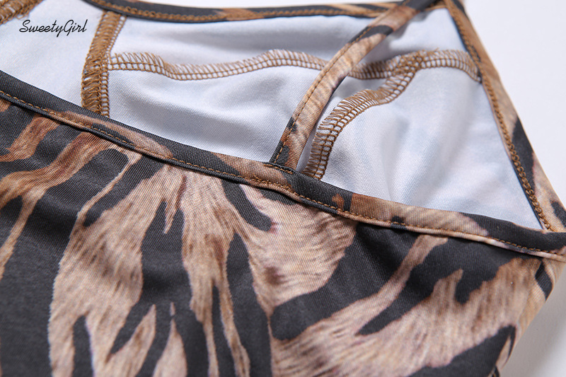 Đầm Nữ Dáng Ôm Cổ Chữ V In Họa Tiết Da Hổ Gợi Cảm Quyến Rủ